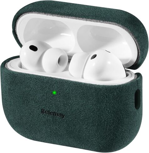 حافظة Belemay مصنوعة يدويًا من Alcantara لجهاز AirPods Pro الجيل الثالث (2025)، متوافقة مع MagSafe، مادة فاخرة تشبه الجلد السويدي الإيطالي، قبضة مريحة، غطاء أنيق متوافق مع Airpods Pro 3، أسود in Kuwait