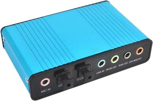 USB 6 Channel 5.1/7.1 Surround External Sound Card PC Laptop Desktop Tablet Audio Optical Adapter Card Easy Install Easy to Use (Blue) in Kuwait