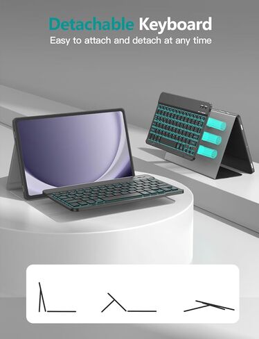Backlit Keyboard Case for Samsung Galaxy Tab A11+/A11 Plus 11" 2025/A9+/A9 Plus 11" 2023, Mouse and Backlight Detachable Magnetic Wireless Keyboard Case with S Pen Holder, PU Leather Folio Case,Black in Kuwait
