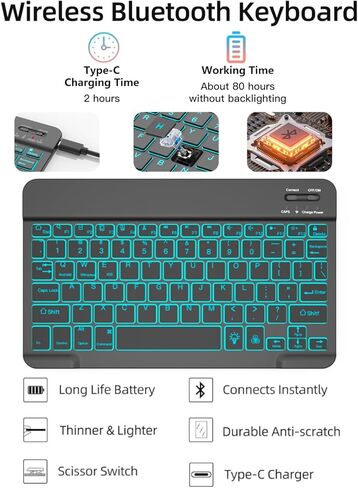 Backlit Keyboard Case for Samsung Galaxy Tab A11+/A11 Plus 11" 2025/A9+/A9 Plus 11" 2023, Mouse and Backlight Detachable Magnetic Wireless Keyboard Case with S Pen Holder, PU Leather Folio Case,Black in Kuwait
