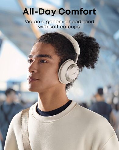 Soundcore Space One Pro من Anker، مع علبة سماعات الرأس، سماعات رأس متكيفة تعمل على إلغاء الضوضاء النشطة مدفوعة بـ 6 ميكروفونات، تصميم قابل للطي للغاية، صوت بدون فقد 60 ساعة، شحن فائق السرعة، لاسلكي عالي الدقة in Kuwait