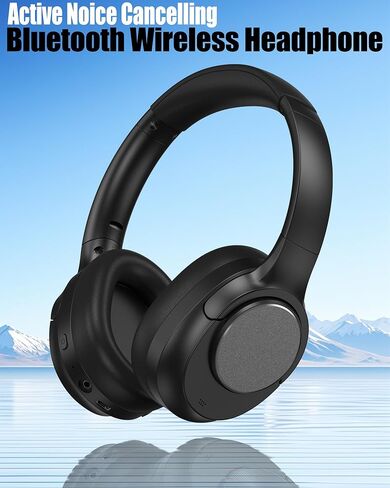 ZXQ Over Ear Hybrid Active Noise Cancelling Bluetooth Wireless Headphones,Deep Bass Hi-Fi Sound,45 Hours Long Playtime ANC Cancellation Headset with Microphone for Travel Workout,Black (Black) in Kuwait
