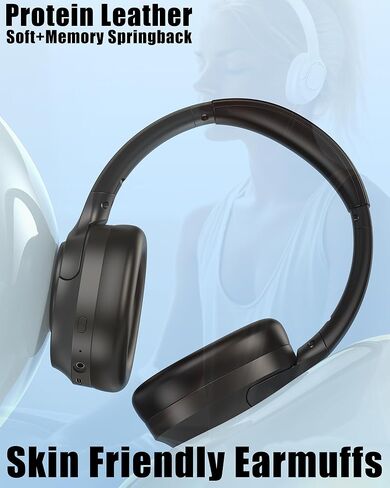 ZXQ Over Ear Hybrid Active Noise Cancelling Bluetooth Wireless Headphones,Deep Bass Hi-Fi Sound,45 Hours Long Playtime ANC Cancellation Headset with Microphone for Travel Workout,Black (Black) in Kuwait