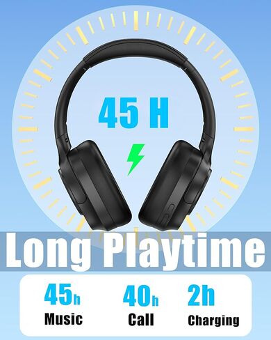 ZXQ Over Ear Hybrid Active Noise Cancelling Bluetooth Wireless Headphones,Deep Bass Hi-Fi Sound,45 Hours Long Playtime ANC Cancellation Headset with Microphone for Travel Workout,Black (Black) in Kuwait
