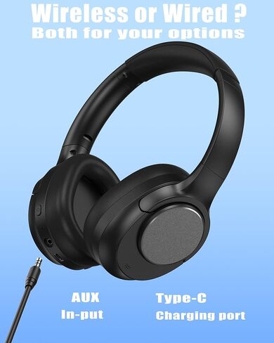 ZXQ Over Ear Hybrid Active Noise Cancelling Bluetooth Wireless Headphones,Deep Bass Hi-Fi Sound,45 Hours Long Playtime ANC Cancellation Headset with Microphone for Travel Workout,Black (Black) in Kuwait