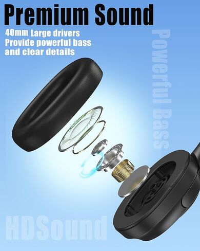 ZXQ Over Ear Hybrid Active Noise Cancelling Bluetooth Wireless Headphones,Deep Bass Hi-Fi Sound,45 Hours Long Playtime ANC Cancellation Headset with Microphone for Travel Workout,Black (Black) in Kuwait