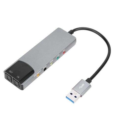 POCREATION 7.1 USB بطاقة الصوت محول الصوت USB الخارجي 7.1 قناة بطاقة الصوت المحيطي مع إخراج SPDIF الرقمي للكمبيوتر المحمول والأفلام والموسيقى in Kuwait