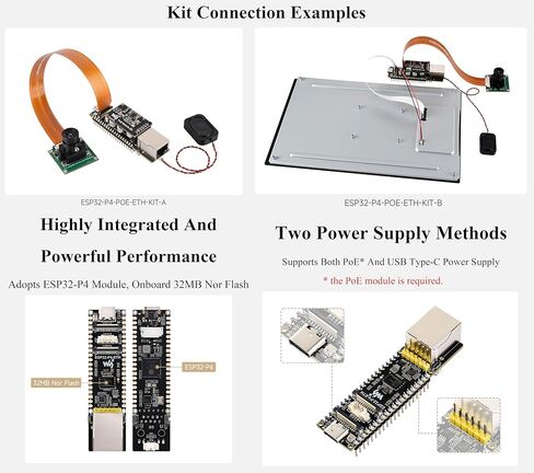 لوحة تطوير AI ESP32-P4 PoE ETH، مع وحدة PoE، ورقاقة ESP32-P4، وCSI، وDSI، وUSB 2.0 OTG، وETH، ورأس مكبر الصوت، وما إلى ذلك. دعم تفاعل الكلام AI، ومصدر طاقة PoEand USB من النوع C، مع PinHeader in Kuwait