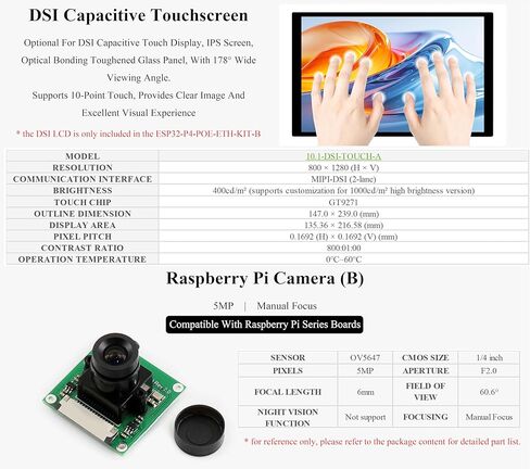 لوحة تطوير AI ESP32-P4 PoE ETH، مع وحدة PoE، ورقاقة ESP32-P4، وCSI، وDSI، وUSB 2.0 OTG، وETH، ورأس مكبر الصوت، وما إلى ذلك. دعم تفاعل الكلام AI، ومصدر طاقة PoEand USB من النوع C، مع PinHeader in Kuwait
