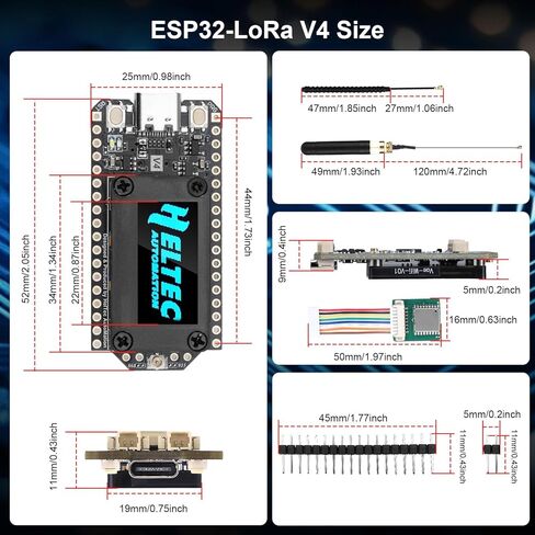 لوحة تطوير ESP32 LoRa V4 لوحدة Meshtastic وLora V4 WiFi Bluetooth مع GPS وهوائي 915 ميجاهرتز، شاشة OLED 0.96 بوصة، شريحة SX1262 ESP32-S3R2 MCU متوافقة مع Arduino IoT Meshtastic in Kuwait