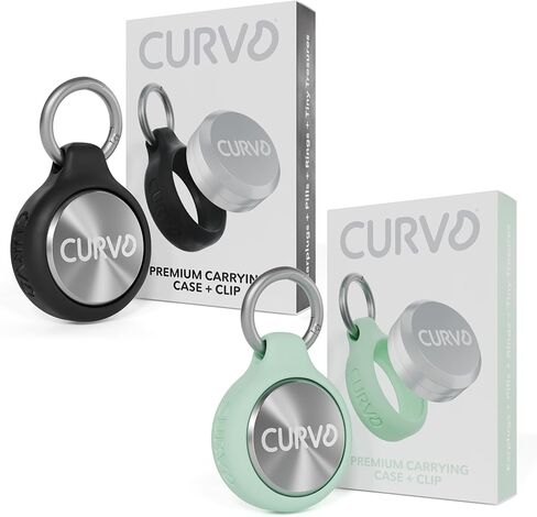 حقيبة حمل فاخرة من CURVD - حاوية سلسلة مفاتيح متينة للسفر، حامل صغير مقاوم للماء لسدادات الأذن والحبوب والعملات المعدنية المتوافقة مع الحلقة وجماع الأذن والمشاعر أو صندوق حبوب محفظة صغير الحجم (عبوتان) in Kuwait