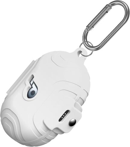 for Anker Soundcore Space A40 Secure Lock Case Cover, Silicone Protective Scratch Shock Cover ONLY Compatible with Anker Soundcore Space A40 Earbuds Charging Case with Carabiner(White) in Kuwait
