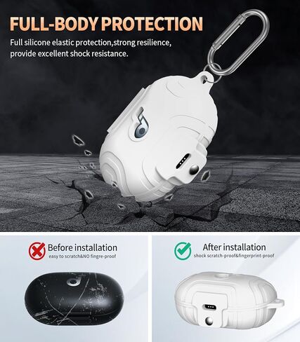 for Anker Soundcore Space A40 Secure Lock Case Cover, Silicone Protective Scratch Shock Cover ONLY Compatible with Anker Soundcore Space A40 Earbuds Charging Case with Carabiner(White) in Kuwait
