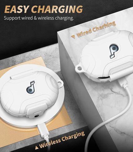 for Anker Soundcore Space A40 Secure Lock Case Cover, Silicone Protective Scratch Shock Cover ONLY Compatible with Anker Soundcore Space A40 Earbuds Charging Case with Carabiner(White) in Kuwait
