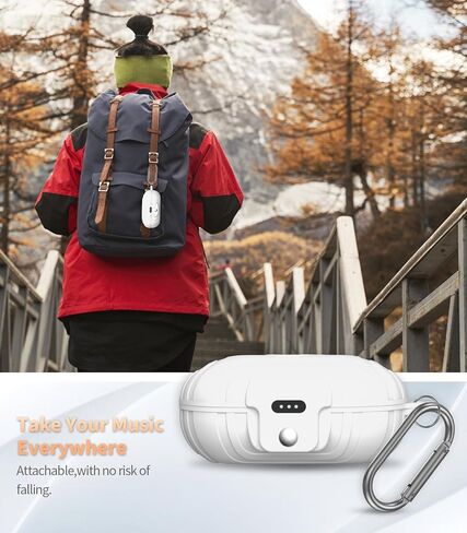 for Anker Soundcore Space A40 Secure Lock Case Cover, Silicone Protective Scratch Shock Cover ONLY Compatible with Anker Soundcore Space A40 Earbuds Charging Case with Carabiner(White) in Kuwait