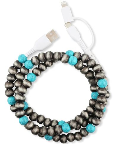 Cute Beaded Phone Charger [Apple MFi Certified] Colorful USB Cable for iPhone 2-in-1 USB-C Charging Cable 3.3ft Cord for Smartphones (Graphite Pearl) in Kuwait