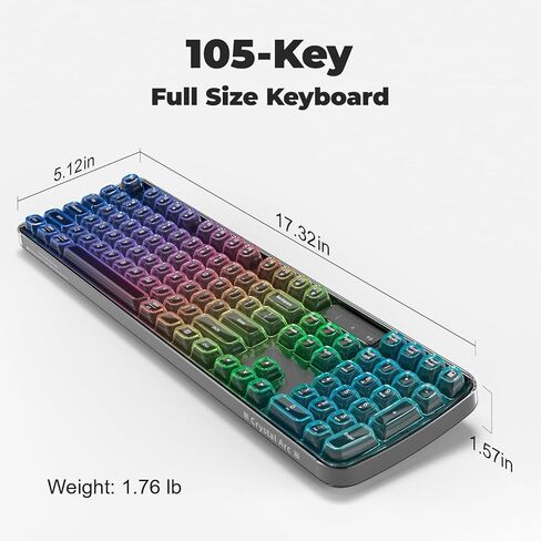 لوحة مفاتيح MOFII لاسلكية منحنية شفافة ومريحة، ثلاثية الوضع Bluetooth5.0/2.4G/USB-C RGB لوحة مفاتيح بإضاءة خلفية قابلة لإعادة الشحن، لوحات مفاتيح كمبيوتر كاملة الحجم لأجهزة الكمبيوتر المحمول/الكمبيوتر الشخصي/سطح المكتب/iPad/الهاتف الذكي/التلفزيون الذكي، أ in Kuwait