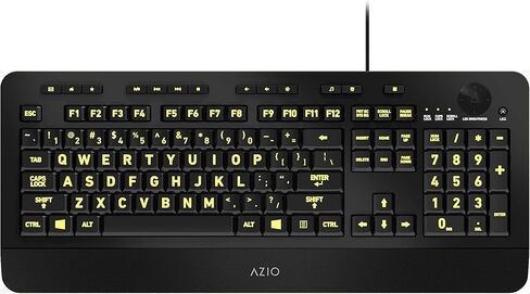 Azio Vision Backlit Computer Keyboard - Wired USB Keyboard with LARGE PRINT keys and 5 Interchangeable Backlight Colors (KB506) in Kuwait