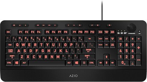 Azio Vision Backlit Computer Keyboard - Wired USB Keyboard with LARGE PRINT keys and 5 Interchangeable Backlight Colors (KB506) in Kuwait
