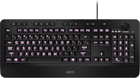 Azio Vision Backlit Computer Keyboard - Wired USB Keyboard with LARGE PRINT keys and 5 Interchangeable Backlight Colors (KB506) in Kuwait