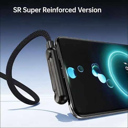 كابل USB C إلى USB C مجدول [5 أقدام]، شاحن هاتف جانبي، كابل شحن سريع 240 وات مع حامل هاتف مدمج قابل للطي للسفر في مكتب الألعاب in Kuwait