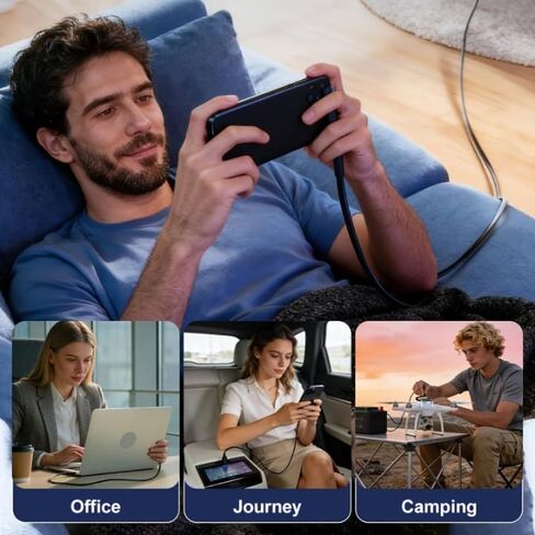 كابل USB C إلى USB C مجدول [5 أقدام]، شاحن هاتف جانبي، كابل شحن سريع 240 وات مع حامل هاتف مدمج قابل للطي للسفر في مكتب الألعاب in Kuwait