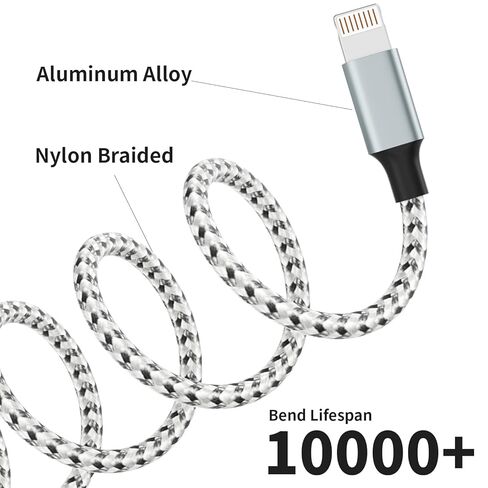 كابل USB C مجدول من النايلون الفاخر (5 عبوات، 3/3/6/6/10 قدم) وكابل شحن متعدد Grew (2 حزمة 4 أقدام) in Kuwait