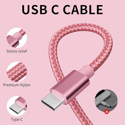 كابل USB C مجدول من النايلون الفاخر (5 عبوات، 3/3/6/6/10 قدم) وكابل شحن متعدد Grew (2 حزمة 4 أقدام) in Kuwait