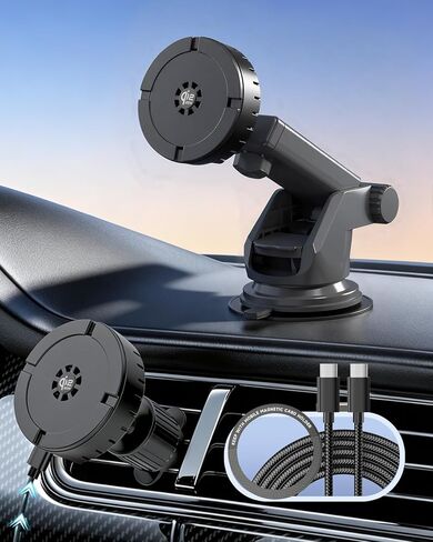 25W for MagSafe Car Mount Charger with Cooling Fan, Qi2.2 Magnetic Car Phone Holder for iPhone, 360° Adjustable Fast Wireless Cars Charging for iPhone 17/16/15/14/13, Air Vent & Dash Mount in Kuwait