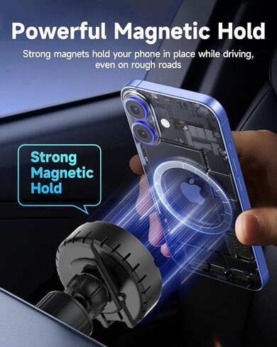 25W for MagSafe Car Mount Charger with Cooling Fan, Qi2.2 Magnetic Car Phone Holder for iPhone, 360° Adjustable Fast Wireless Cars Charging for iPhone 17/16/15/14/13, Air Vent & Dash Mount in Kuwait
