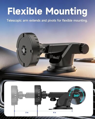 25W for MagSafe Car Mount Charger with Cooling Fan, Qi2.2 Magnetic Car Phone Holder for iPhone, 360° Adjustable Fast Wireless Cars Charging for iPhone 17/16/15/14/13, Air Vent & Dash Mount in Kuwait