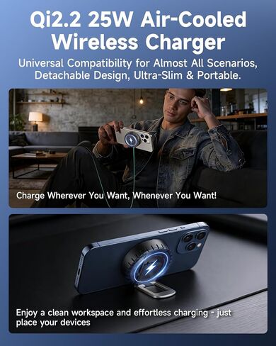 25W for MagSafe Car Mount Charger with Cooling Fan, Qi2.2 Magnetic Car Phone Holder for iPhone, 360° Adjustable Fast Wireless Cars Charging for iPhone 17/16/15/14/13, Air Vent & Dash Mount in Kuwait