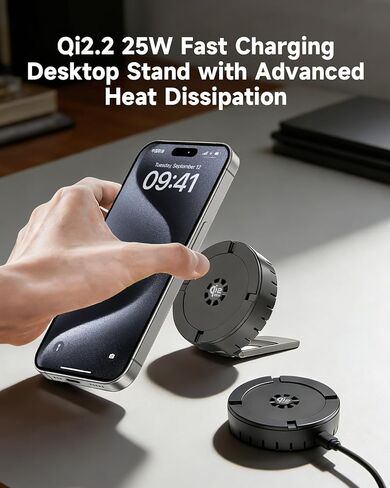 25W for MagSafe Car Mount Charger with Cooling Fan, Qi2.2 Magnetic Car Phone Holder for iPhone, 360° Adjustable Fast Wireless Cars Charging for iPhone 17/16/15/14/13, Air Vent & Dash Mount in Kuwait