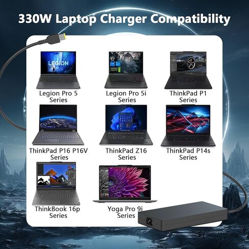 330W 300W GaN Legion Charger Compatible with Lenovo 9/9i/Pro 7/7/Pro 5/5 16IRX8H 16IRX8 15ARH7H 15ACH6A 16ARH7H 16ARX8 16IRX8 16IAH7H 15ACH6H 15ITH6H 15IAH6H 15IAH7H 17ITH6H 16ARHA7 16IAX7 Y9000 Y7000 in Kuwait
