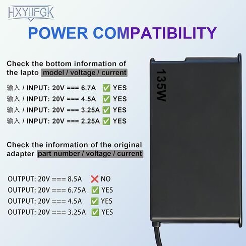 135W Laptop Charger Compatible with Lenovo ThinkPad Yoga 7 Pro C940 Y70 Y50 Ideapad Gaming 3 Y700 700 Ideapad Creator/Pro 5 7 ThinkPad ThinkBook Laptop Power Supply Adapter in Kuwait