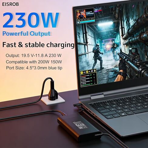 محول تيار متردد 230 واط 19.5 فولت 11.8 أمبير مناسب لشاحن الكمبيوتر المحمول HP Omen 15 16 17، Victus 16، ZBook Fury 16 G8 G9 G10 Envy M41303-001 M85389-003 M35733-001 M85389-001 TPN-LA10 TPN-DA12 طاقة 200 واط سلك الإمداد in Kuwait