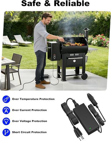 WUKUR محول إمداد الطاقة 12 فولت لـ GMG Green Mountain Grill Jim Bowie، Daniel Boone، Davy Crockett Prime/Prime Plus Grill، P-1001 P-1266 Green Mountain Grill استبدال سلك الطاقة لـ Ledge Peak Trek in Kuwait
