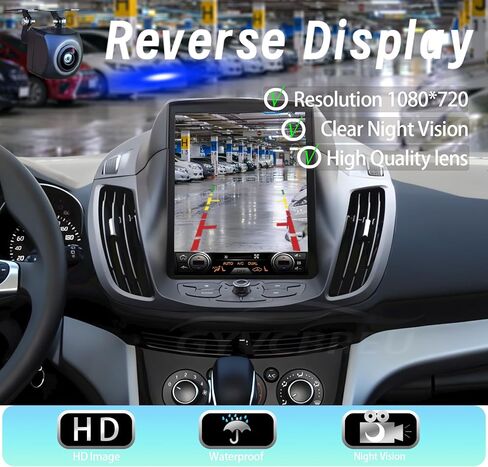 Android 14 Radio for Ford Kuga Escape C-Max 2013-2017 Tesla Style 10.4-Inch IPS Touch Screen Stereo with Bluetooth 5.0 Carplay/Android Auto GPS Navigation Multimedia Player with HD Rear-View Camera in Kuwait