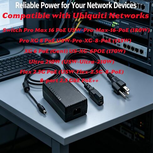 uacc-adapter-ac-210w 54V Power Supply Adapter for Ubiquiti UniFi Switch,Compatible with UniFi XG 6 PoE US-XG-6POE USW-Ultra-210W 6/8 Port Networks Switch ADS-210NX-48-1540210E Replacement in Kuwait