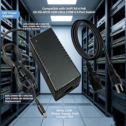 uacc-adapter-ac-210w 54V Power Supply Adapter for Ubiquiti UniFi Switch,Compatible with UniFi XG 6 PoE US-XG-6POE USW-Ultra-210W 6/8 Port Networks Switch ADS-210NX-48-1540210E Replacement in Kuwait