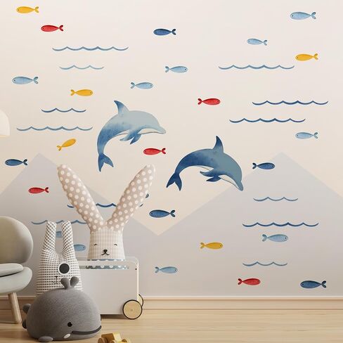 Whale Balloon Wall Decals - Dreamy Sky & Sea Adventure Stickers, Whale, Moon,Balloon, Boat, Clouds, Stars - Removable Wall Decor for Nursery, Kids' Room, Classroom & Celestial Themed Decor in Saudi Arabia
