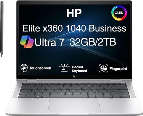 HP EliteBook x360 1040 G11 2-in-1 Business AI Laptop 14.0" Touchscreen OLED 2.8K Display (Intel Ultra 7-155H vPro, 32GB RAM, 1TB SSD, Active Pen, Copilot, Backlit KB, FP, IR Webcam, 2 TB 4, Win11Pro) in Kuwait