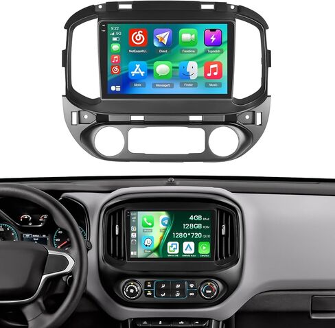 4+128G Radio for Chevy Chevrolet Colorado/GMC Canyon 2015-2018, 9" Touch Screen Car Stereo with Wireless CarPlay Android Auto, 5GHz WiFi, Bluetooth 5.0, EQ, GPS Navigation, 1280 * 720, Backup Camera in Kuwait