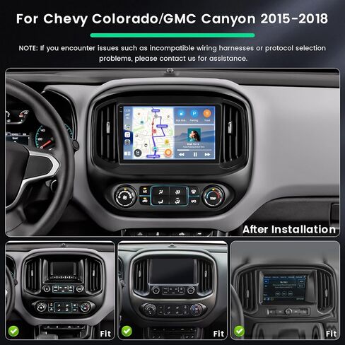 4+128G Radio for Chevy Chevrolet Colorado/GMC Canyon 2015-2018, 9" Touch Screen Car Stereo with Wireless CarPlay Android Auto, 5GHz WiFi, Bluetooth 5.0, EQ, GPS Navigation, 1280 * 720, Backup Camera in Kuwait