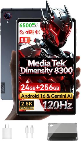 تابلت 8.8 بوصة يعمل بنظام Android 16 مع Gemini AI، MediaTek Dimensity 8300 ثماني النواة، ذاكرة الوصول العشوائي 24 جيجابايت، 256 جيجابايت ذاكرة الوصول العشوائي، شاشة 2.5K 2560 × 1600، 120 هرتز BPad GT، كاميرا 13 ميجابكسل 4G LTE+Wi-Fi 6E 6300 مللي أمبير مع  in Kuwait