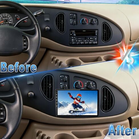 راديو ترقية ستيريو للسيارة Android 14 Double Din لسيارة Ford E-250 E-350 1998-2008، 4G+64G 10.1 بوصة شاشة لمس مع Carplay Android Auto GPS WiFi Bluetooth RDS DSP SWC Mirrorlink Mic كاميرا احتياطية in Kuwait