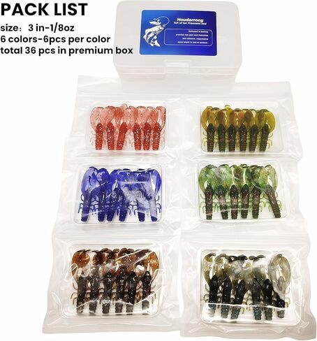 36 Pack TPR Floating Crawfish Soft Lures, 3 in - 1/8oz 6 Colors Realistic Soft Baits with Shrimp Scent for Bass Fishing in Kuwait