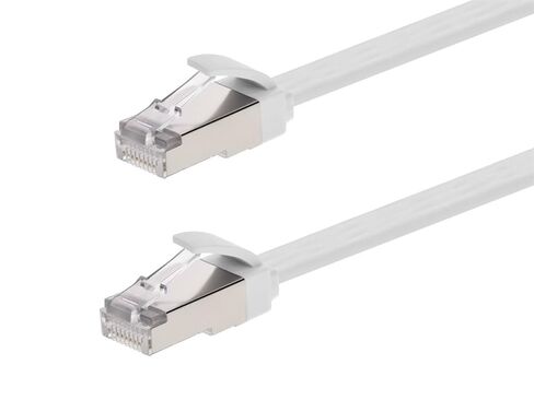 كابل تصحيح Monoprice Cat6A Ethernet - حذاء مسطح نحيف U/FTP 30AWG مصبوب بطول 50 قدم أبيض in Kuwait
