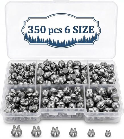 200/350 Pcs Premium Split Shot Fishing Weights Sinkers, Removable Leakproof Fly Fishing Split Shot for Freshwater & Saltwater， Bass Trout Circular Accessories - 5/6 Sizes in Kuwait
