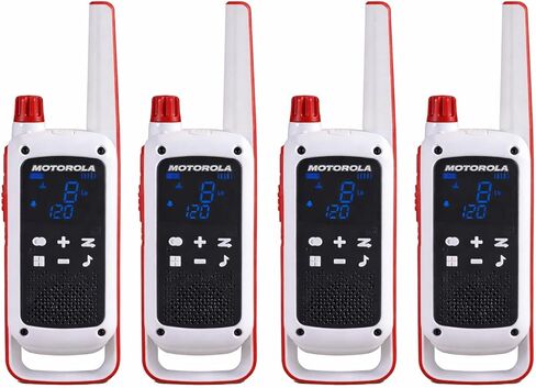 أجهزة اتصال لاسلكية من Motorola Solutions T478 (عبوة من 4 قطع): أجهزة راديو بيضاء قابلة لإعادة الشحن في اتجاهين للاستعداد للطوارئ، نطاق 35 ميل، شحن USB in Kuwait